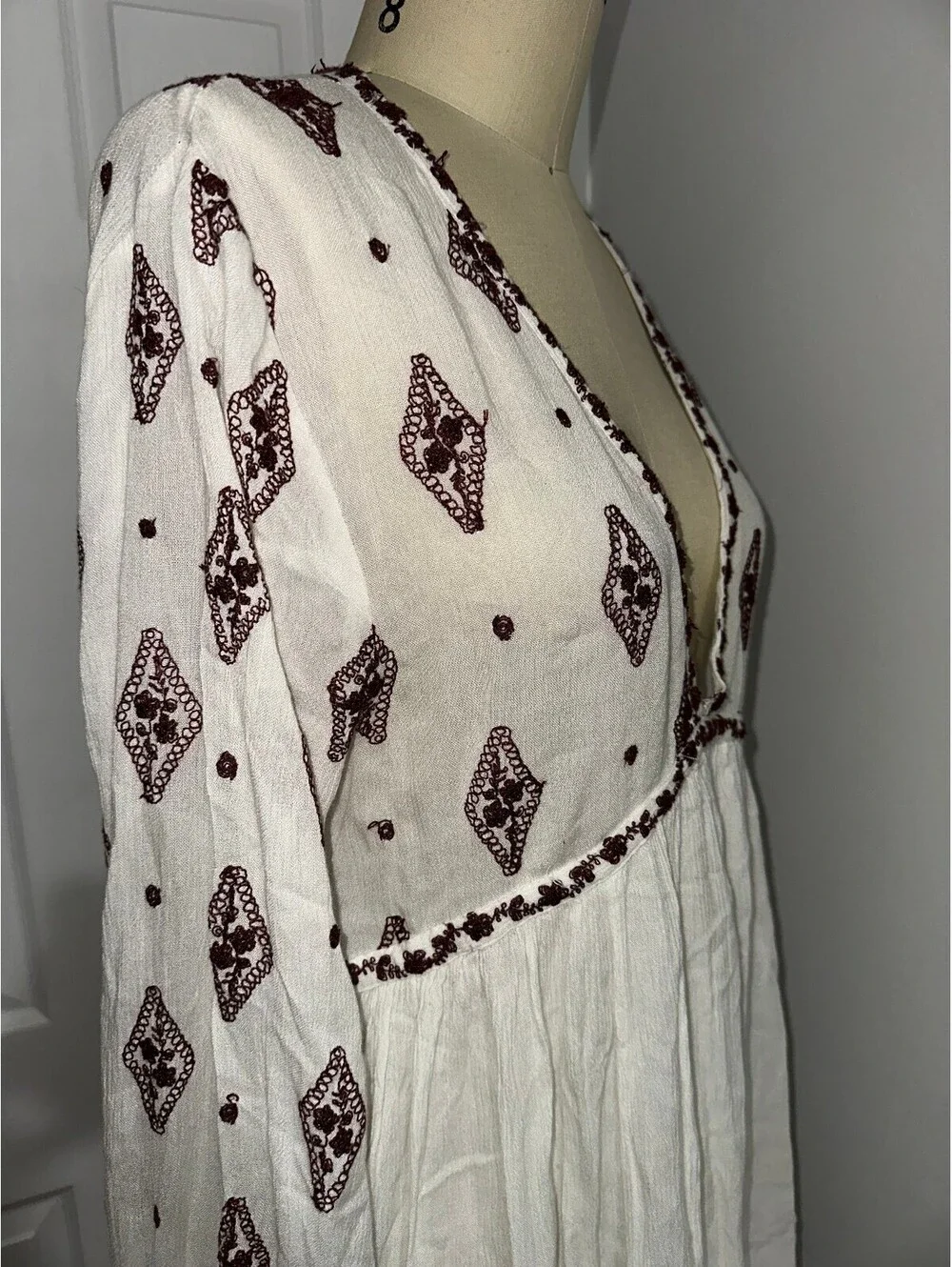 Free People White Boho Y2K Festival Dress Size L/G